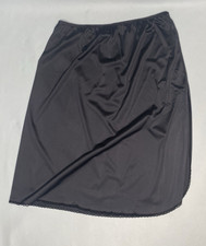 Classic Half Slip SIZE 2X black nylon slit VASSARETTE vintage long length 28"