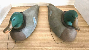 (2)Vintage Wooden Mallard Decor Ducks With Weights 12.5x 7"x 5.25"Sold Together!