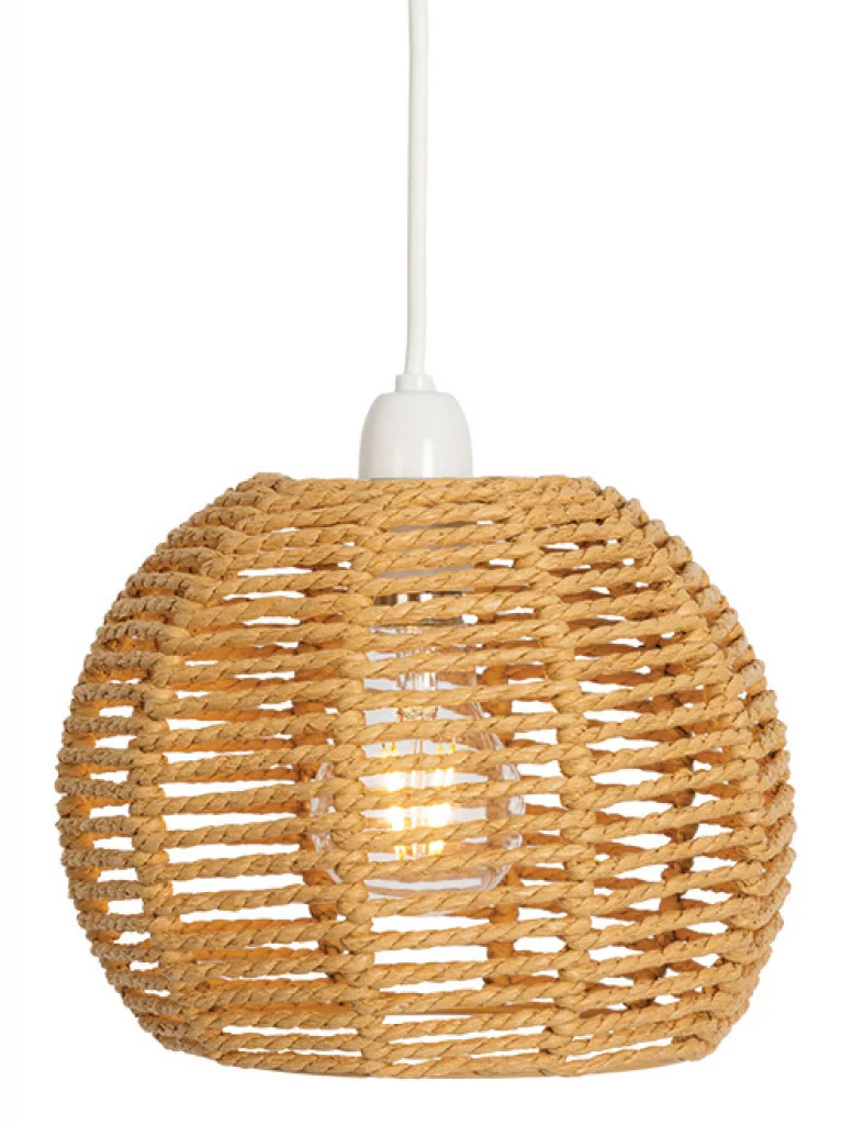 Lampshade Beige Clinton Paper String 200mm Shade Only Oaks Lighting 7358 NE SM