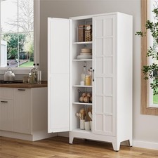 71" Metal Pantry Cabinet with Square Doors and Adjustable Shelves For Kitchen
