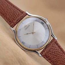 Seiko Credor 5A74 0020 18K BEZEL Silver Gold Combination Quartz 2 Hand Men s Vin