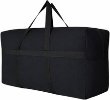 Extra Large Storage Canvas Duffle Bag for Travel, Black Oversized