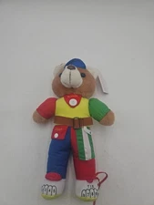 Vintage Get Dressed Teddy Bear Buckle Snap Zipper Sensory Plush Stuffed Toy 