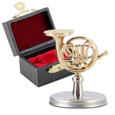 Miniature French Horn Model, 1.4in Mini Horn With Case, Musical Instrument Gi...