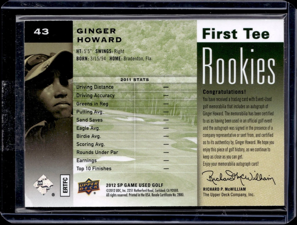 2012 SP Game Used #43 Ginger Howard Auto  223/399 - Image 2 of 2