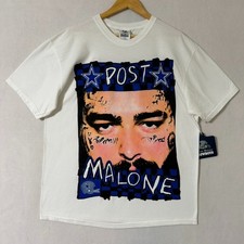 Post Malone x Dallas Cowboys Tee Shirt White Big Face NFL Collab XL USA Made NWT