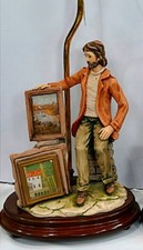 Vintage Capodimonte porcelain figure, an artist c1970's titled "L'abbozzo" Lamp