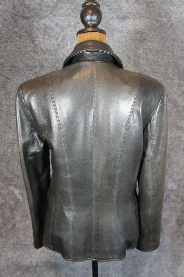 Chaqueta Moto Ann Taylor Cuero Marrón - Para Mujer Talla 4 Hecha en EE. UU. Foto 4 de 4