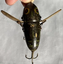 Antique Vintage Heddon Crazy Crawler Bullfrog Topwater Fishing Lure Wooden 2120