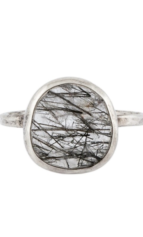 Melissa Joy Manning ~ Tourmalated Rutilated Rose Cut Quartz ~ Silver .925 Ring