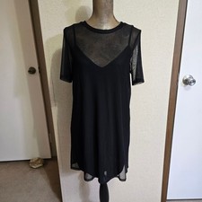 The Vintage Shop Large Sheer Mesh Black Tunic Dress Short Sleeve Party Grunge