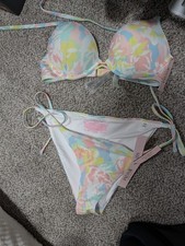 Victoria's Secret Swim Twist Removable Push-Up Bikini Cheeky Bottom Set floral