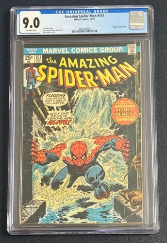 1975 Marvel Comics AMAZING SPIDER-MAN #151 CGC 9.0 OW SHOCKER APPEARANCE