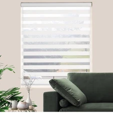 JIANGPIN TEXTILE Zebra Roller Shades, Dual Layer Roll Up Blind for Living Room,