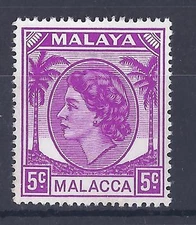 MALAYSIA, MALACCA, QE11, 1954 ISSUE, 5c SG 26, MNH SINGLE
