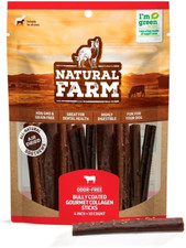 Natural Farm Bully Coated Gourmet Collagen Sticks 4 Inch, 10 Pack , Real Bully