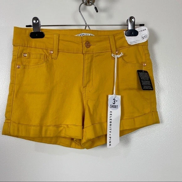 Celebrity Pink Women s Juniors SIze 5 27 gold yellow 3 shorts New Summer Spring