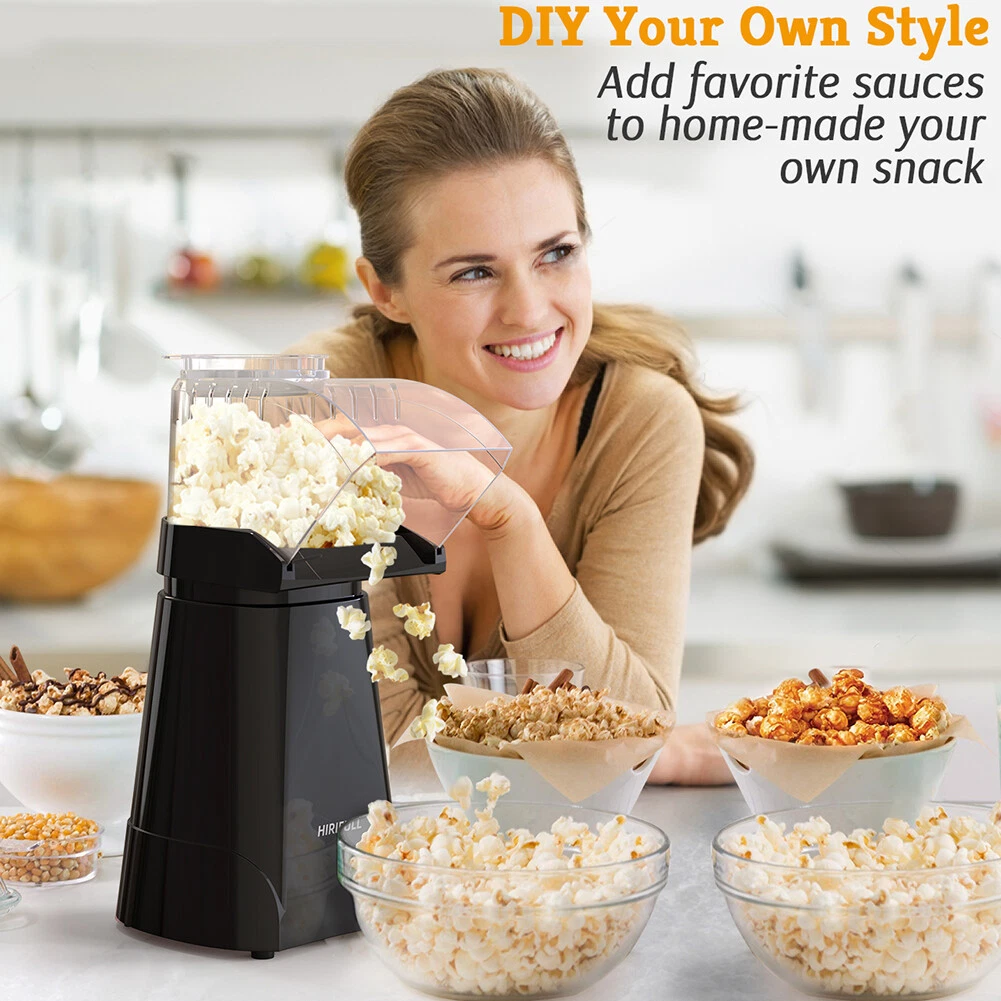 US Hot Air Popcorn Poppers Machine, Home Electric Popcorn Maker Oil-Free  1200W