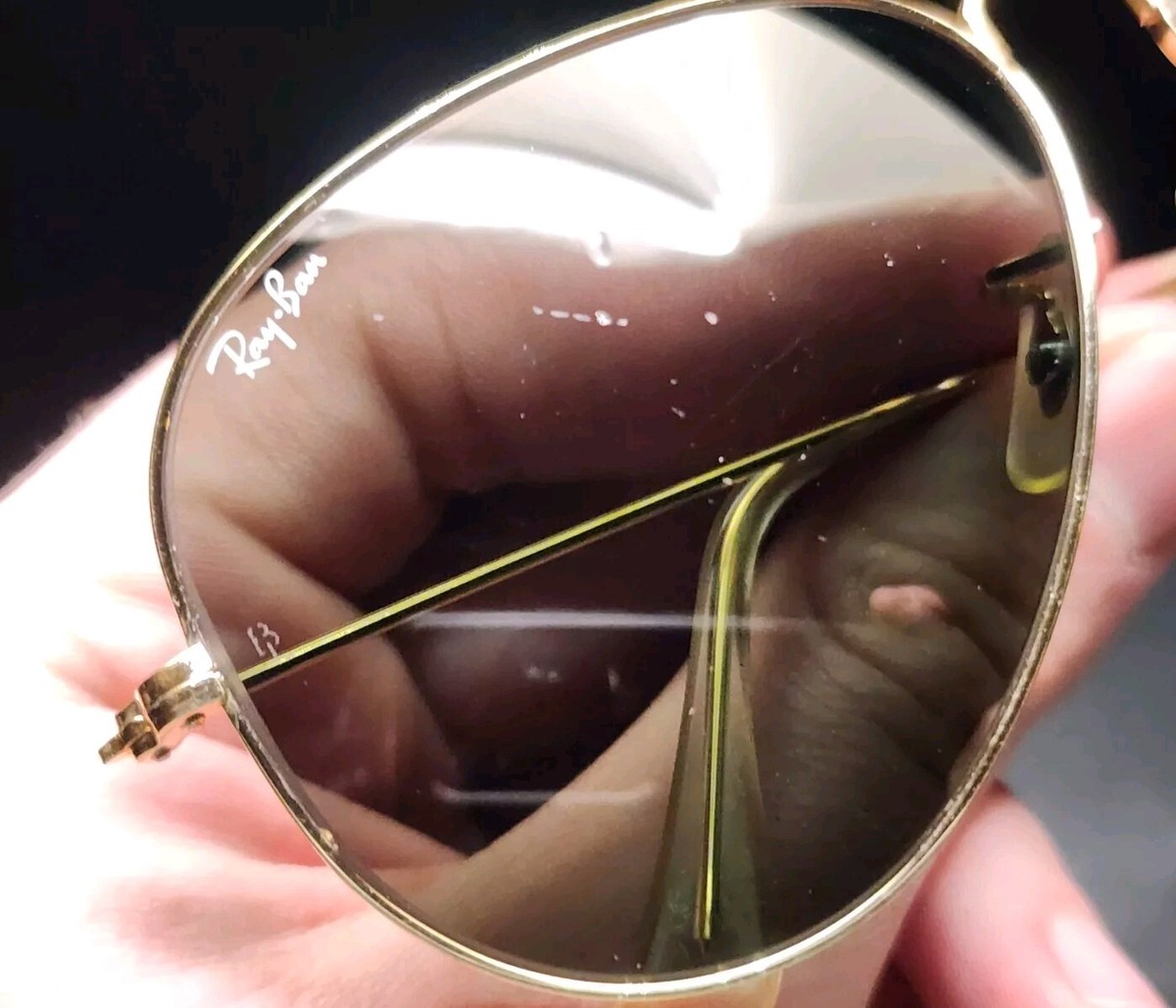 Vintage B&L Ray Ban Bausch & Lomb Gold Aviators G15 Gray 58mm w