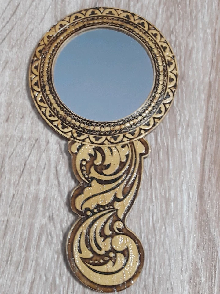 Holz Spiegel mit Grief Schmink Spiegel Öko Bio Organikprodukt Birkenrinde Neu - Bild 3 von 4