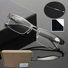 Mens Rectangular Half Frame Metal Reading Glasses Reader 1.5 2.0 2.5 3.0 3.5 4.0
