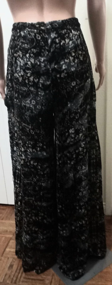 PANTALONES DE PIERNA ANCHA HAUTE HIPPIE PSYCHO NEGRO/BLANCO TERCIOPELO BURNOUT MUJER TALLA PEQUEÑA Foto 2 de 4