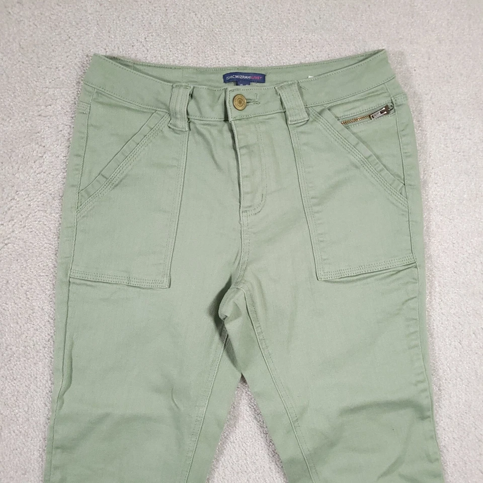 Isaac Mizrahi Live! Denim Pull On Ankle Pants Women's 4P Petite Green Mid-Rise - Image 3 of 4