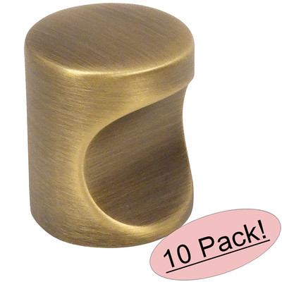 *10 Pack* Cosmas Cabinet Hardware Brushed Antique Brass Finger Pull #3312BAB