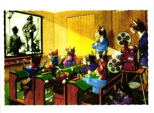 Oversized Postcard Dressed Cats at the Movies