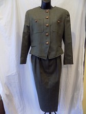 JH COLLECTIBLES Olive Wool 2 Pc Skirt Suit Wm 12/14 230