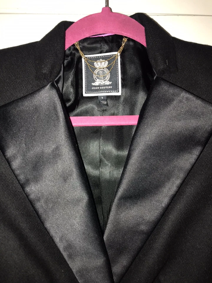 NWT Juicy Couture Pitch Black Wool Blazer Sz 2 Org $298 - Image 3 of 4