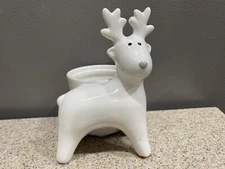 White Deer/Reindeer Planter Or Votive Candle Holder Excellent Condition