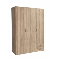 Armadio BALU 3, 3 ante battenti, in laminato, 4 ripiani e 2 cassetti.