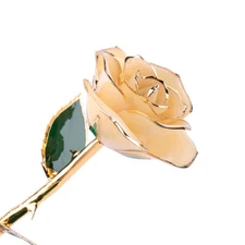 Long Stem 24k Gold Dipped Rose Flower Ornaments Handcrafted Gift Decoration New