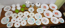 Vintage Child's Play Dishes 35 pc Plates Saucer Pots Pans Cups Irwin Banner Ware