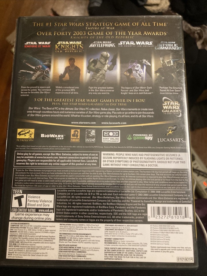 Star Wars: The Best Of PC - Compilation 5 Jeux - Version PAL - Bon état
