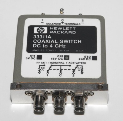 1 USED HP Agilent 33311A DC-4 GHz Microwave Coaxial Switch RF SPDT 15 VDC 50 Ohm