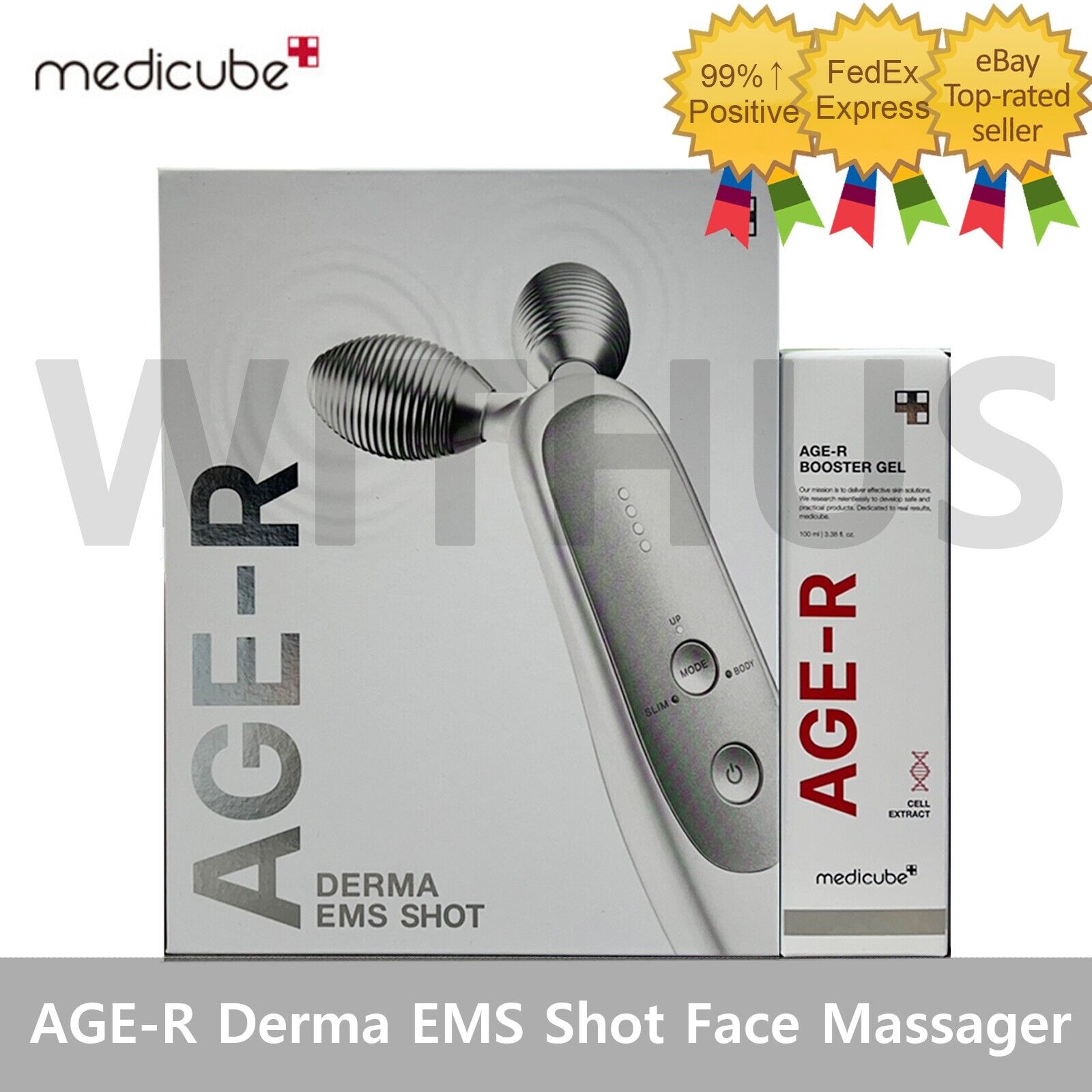 Medicube AGE-R Derma Shot Device Face Massager w/Booster Gel Serum