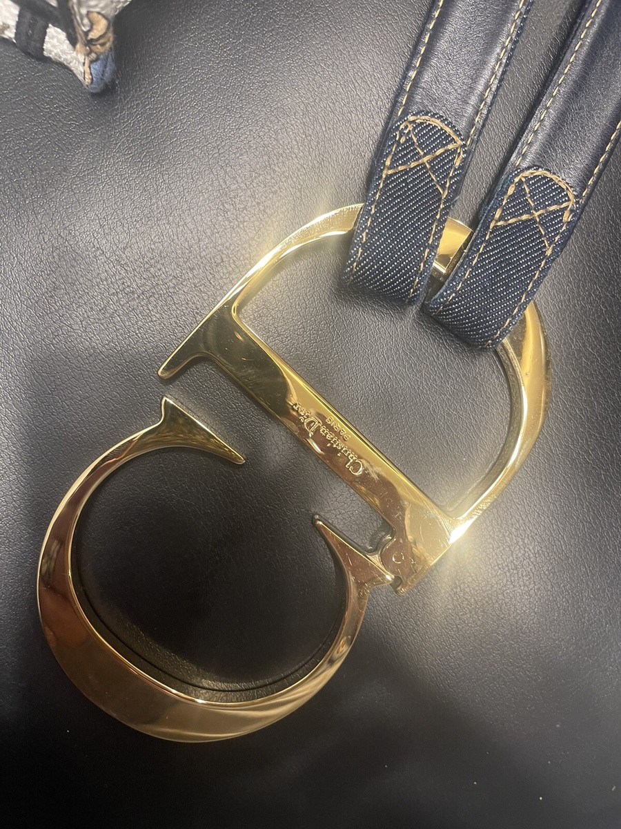 Christian Dior by John Galliano blue denim giant gold CD