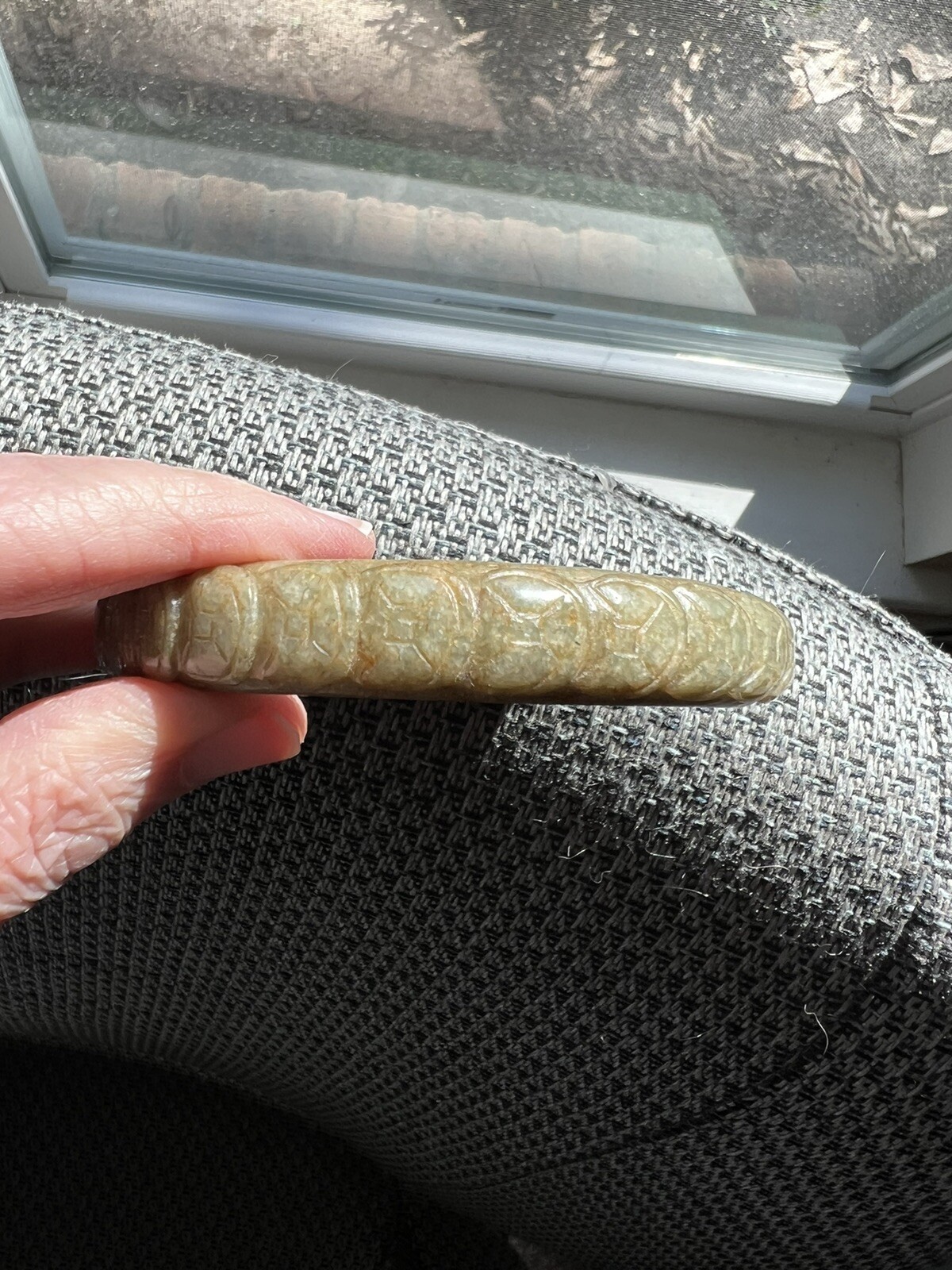 carved solid stone bangle bracelet #2 - image 4