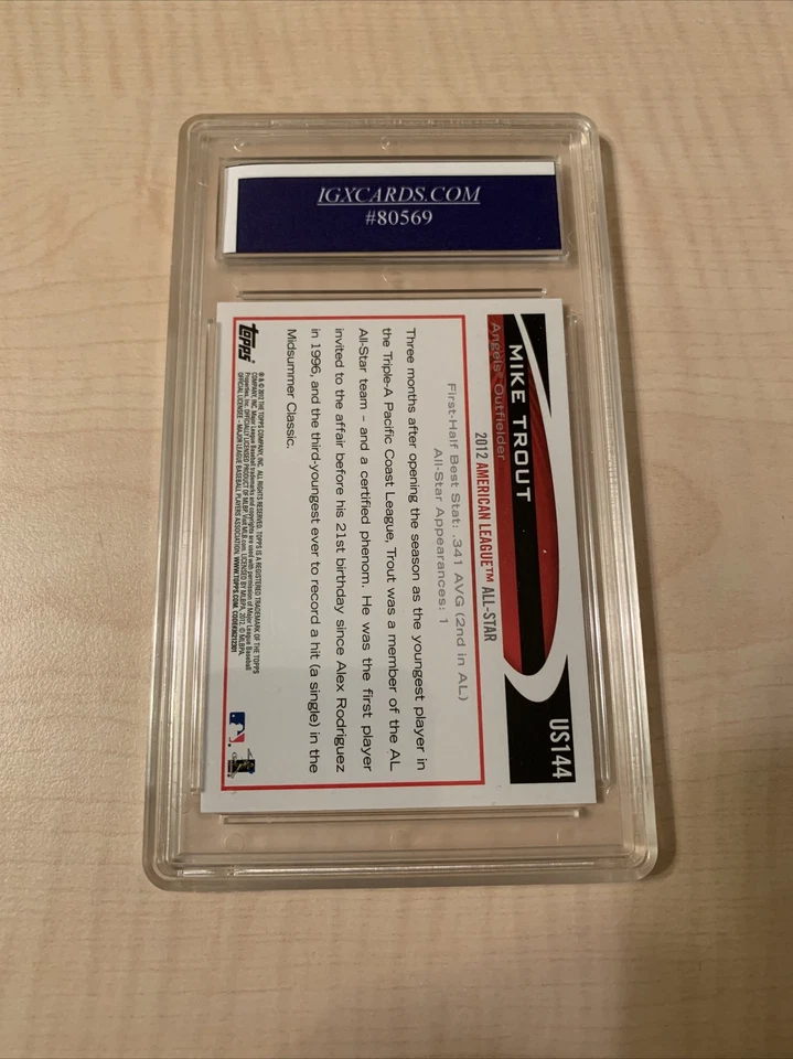 2012 Topps Update Mike Trout 2nd Year, First All Star #US144 IGX GEM MINT 10 - Image 2 of 2