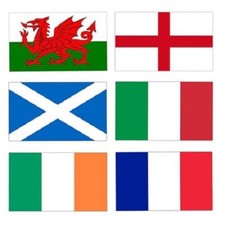 6 Six Nations Rugby Flag Table Hand Waving Flags Bunting Scrunchie Displays