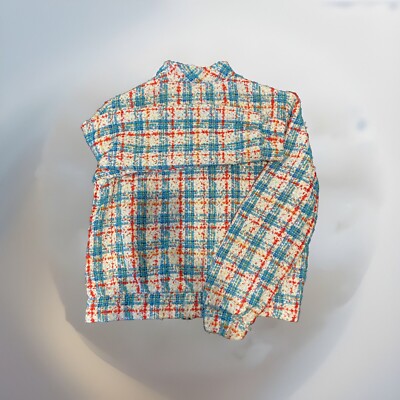 ON-34th Tweed Bomber Jacket Full Zip Multi Color Check Jacket (W