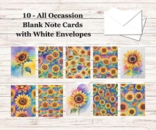 10 - Blank Note Cards  with Envelopes - All Occasion #013