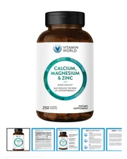 Vitamin World Calcium Magnesium & Zinc 250 caps Exp. 08/27
