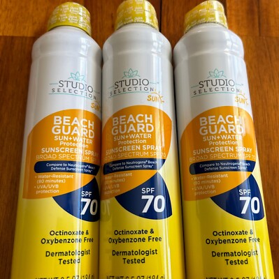 3x Studio Selection SPF 70 Beach Guard Sun + Water Protection 6.5 Oz.