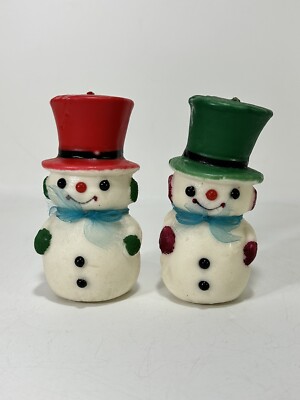 Vintage Wolin Japan Snowman Christmas Candles ~ Set of 2