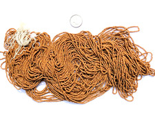 Antique Micro Seed Beads-14/0-16/0 Caramel Brown Variegated Opaque 2-loop hanks