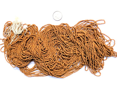 Antique Micro Seed Beads-14/0-16/0 Caramel Brown Variegated Opaque 2-loop hanks