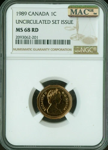 1989 CANADA CENT NGC MS68 RD PQ MAC FINEST GRADED SPOTLESS *